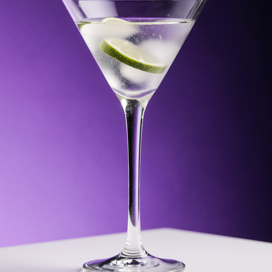 Ultra elegant product shot of a floating cocktail glass