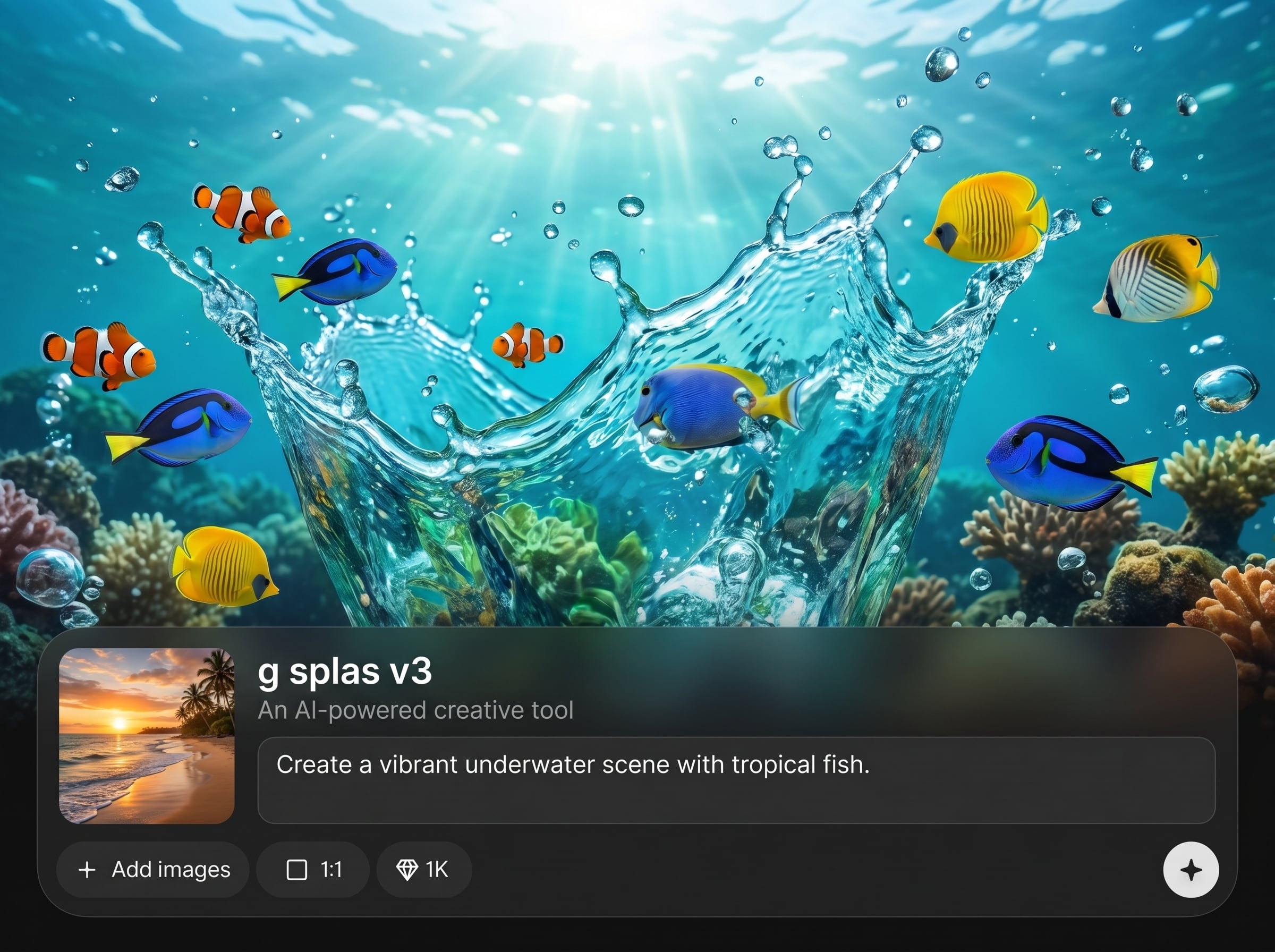 Prompt-to-splash generation