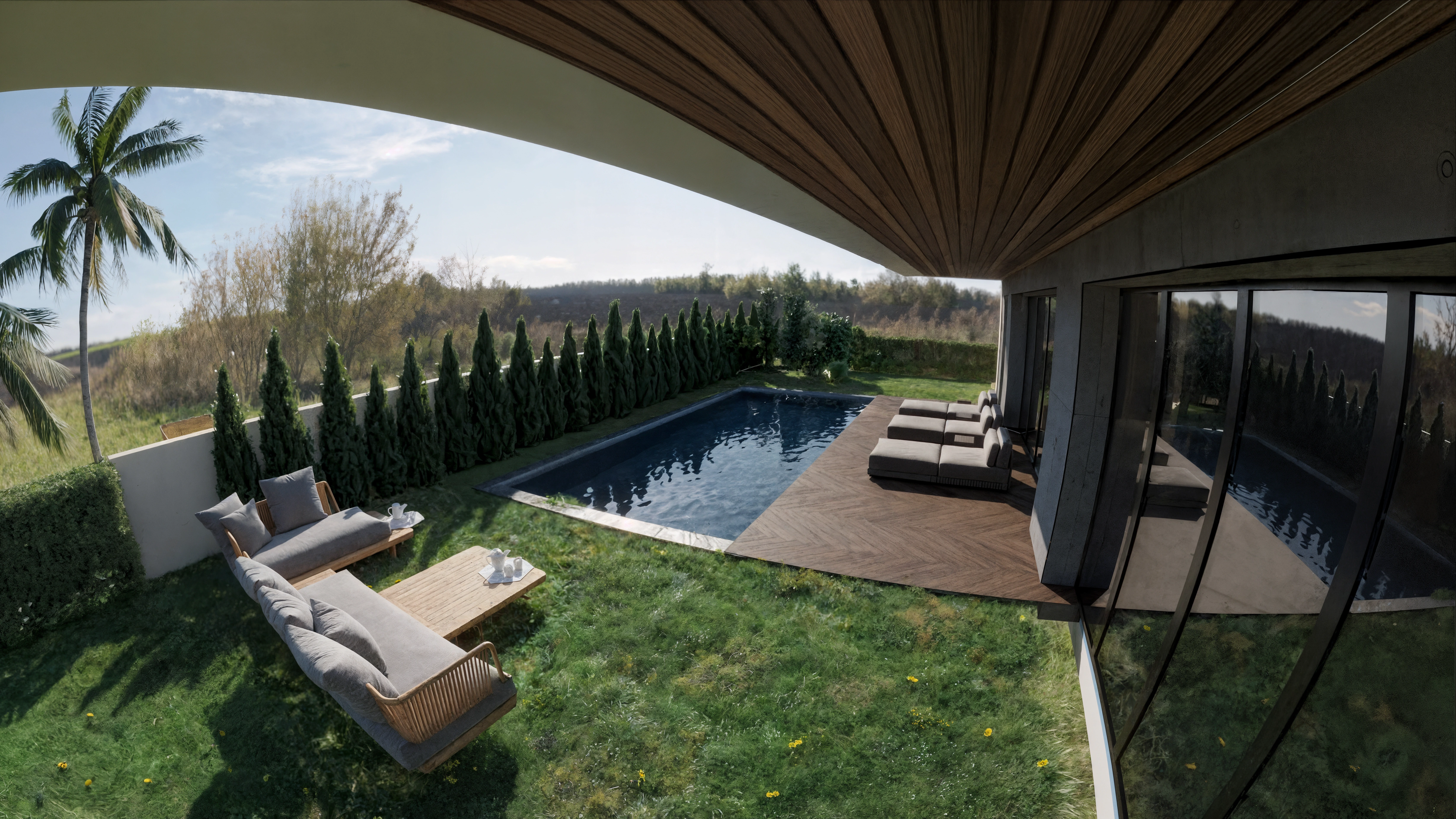 High resolution enhanced exterior architectural render