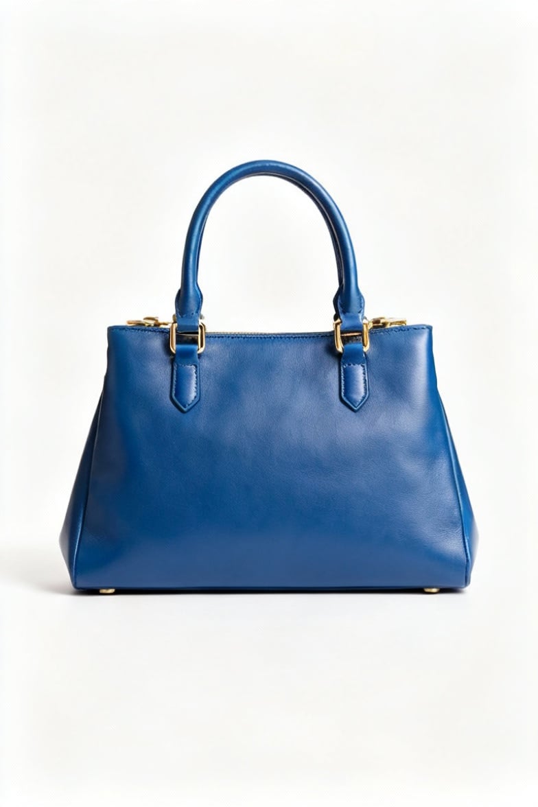 Clean aesthetic product photo of a handbag on a neutral backdrop