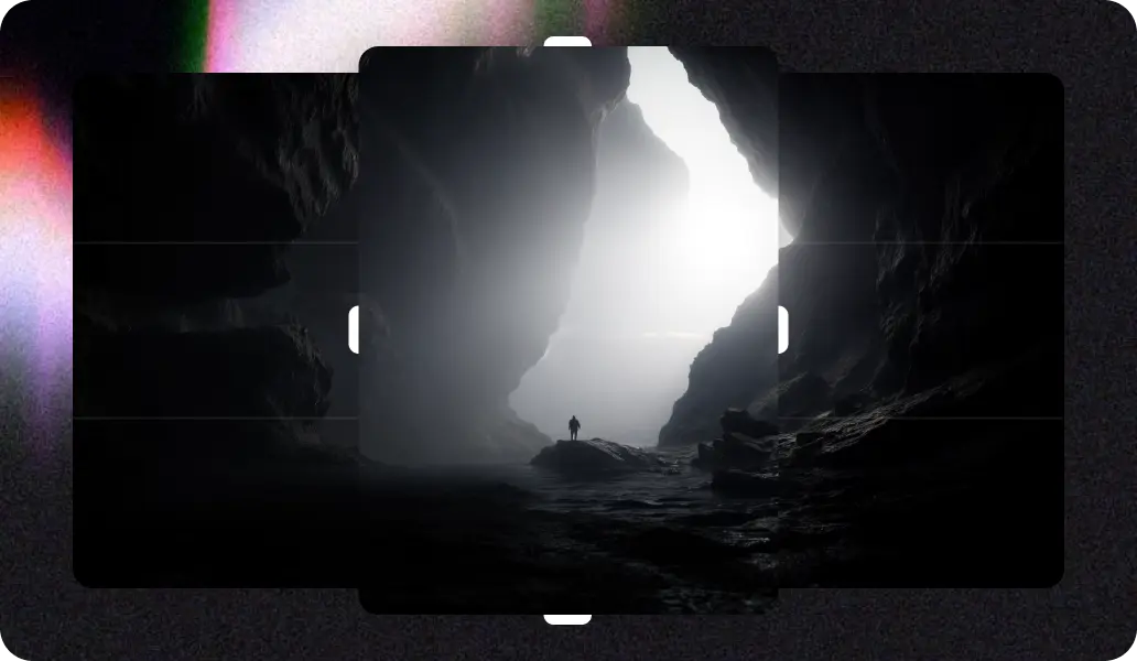 AI image editor example showing before and after of outpainting an image to a 16:9 aspect ratio