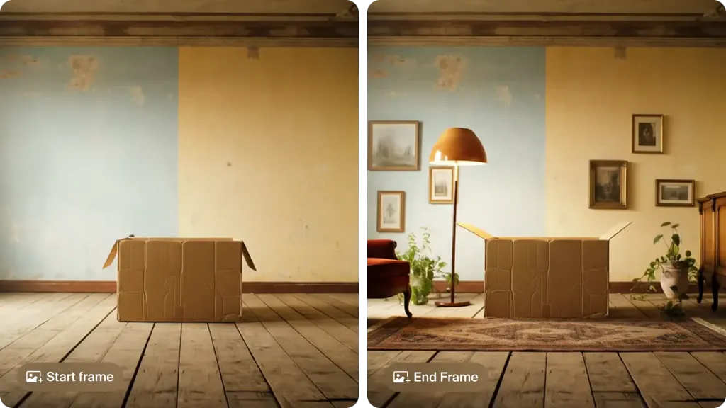 Krea image-to-video controls with image references and an animated result